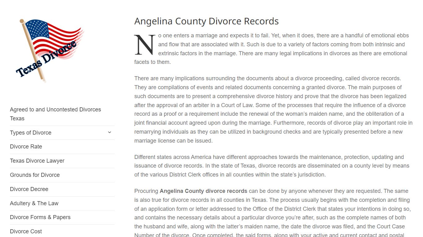 Angelina County Divorce Records – Divorce in Texas