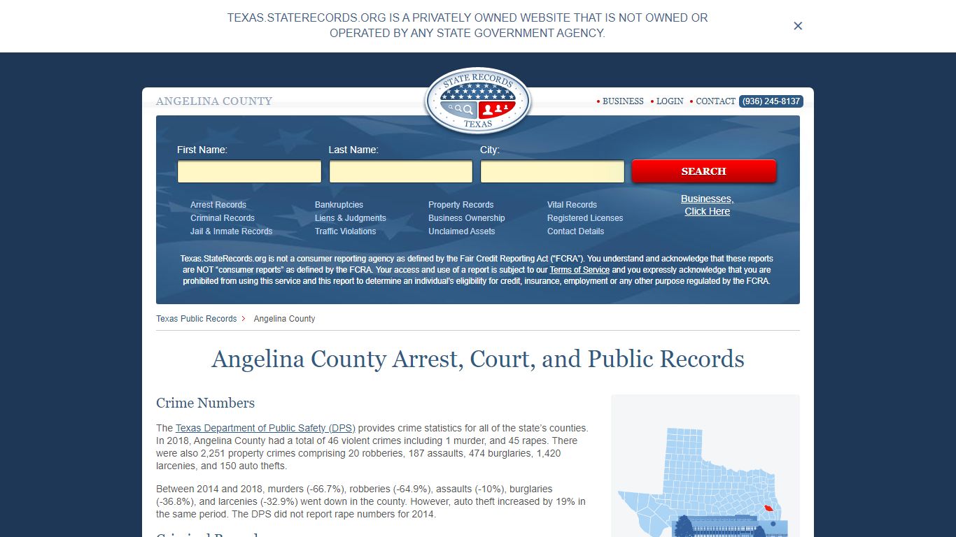 Angelina County Arrest, Court, and Public Records